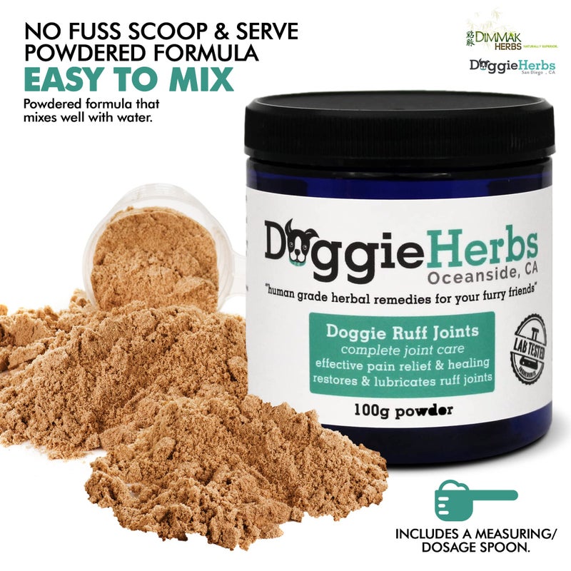 dimmak herbs Doggie Herbs Ruff Joints Powder- Advanced Hip & Joint Support for Dogs- Glucosamine, Devil's Claw & Meadowsweet- Mobility & Stiffness Supplement- Pure Active Formula, No Fillers- TCM Doctor Formulated - Image 3